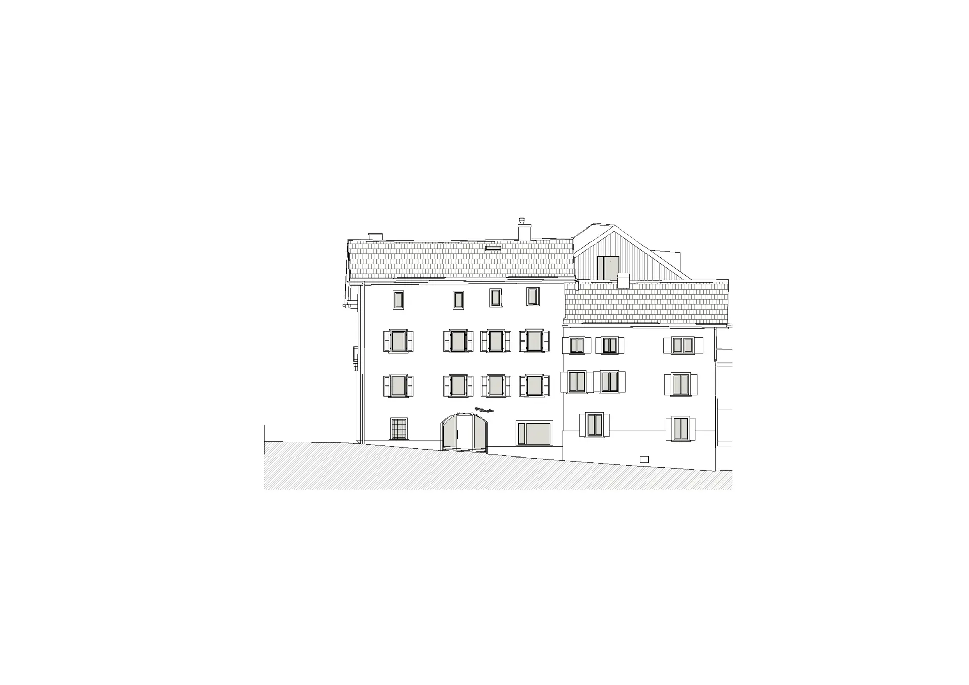 40_Umbau_Bergwaldzentrum mit Jugendherberge Mesaglina Via Principala Trin_Ansicht Nord